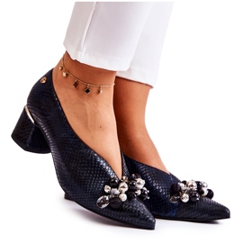 Kožne cipele s crnim ukrasom Laura Messi 2487 crno