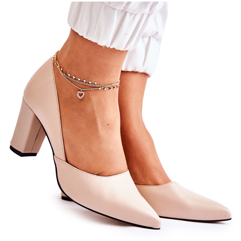 PA2 Moderne kožne cipele na šanku Bež Emotion