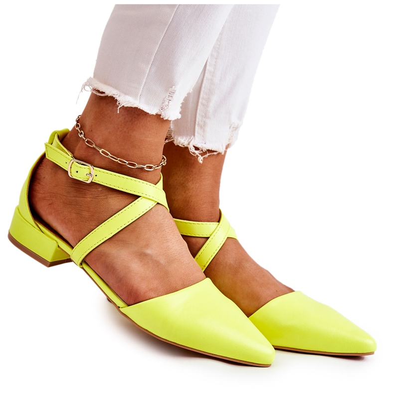 WS1 Kožne cipele na niske potpetice Žuta Giovanna raznobojna