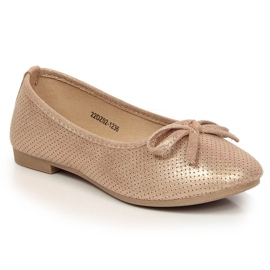 Balerinke za djevojčice s mašnom roza eVento zlatni