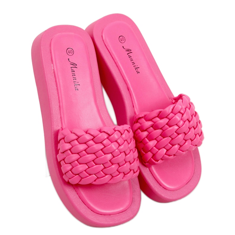 Sandale na visoku petu s pletenim Elida Fushia prugama ružičasta