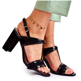 PG1 Moderne kožne sandale na šanku Black Passion crna