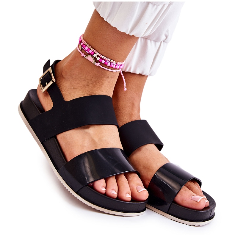 PG1 Gumene sandale na crnoj Kathia platformi