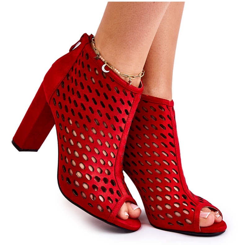 WT1 Crvene čizme Jenissa od brušene kože crvena