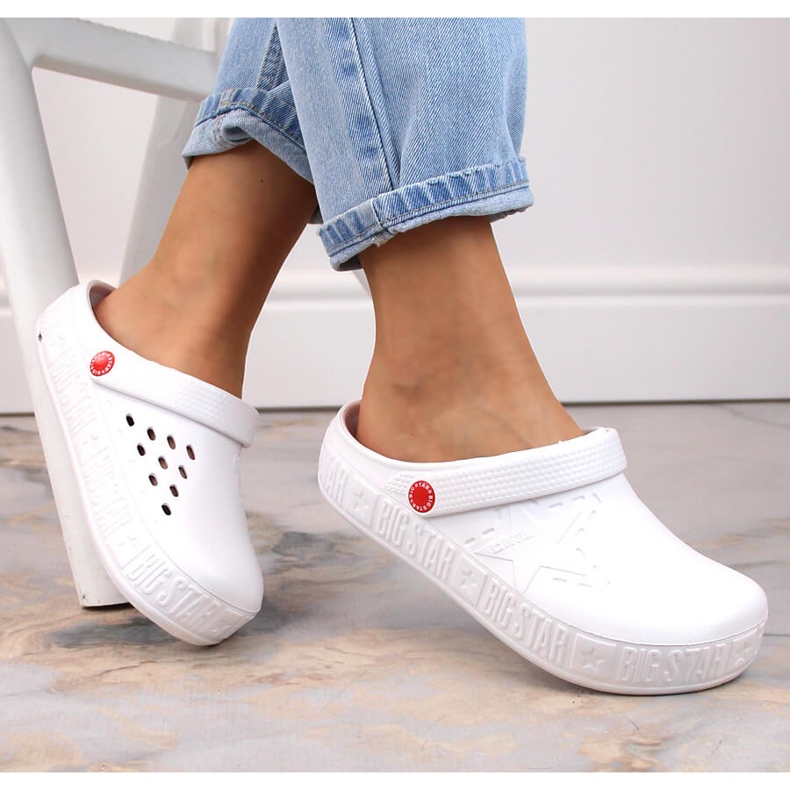 Big Star II275003 bijele kroks bijele pjenaste papuče bijela