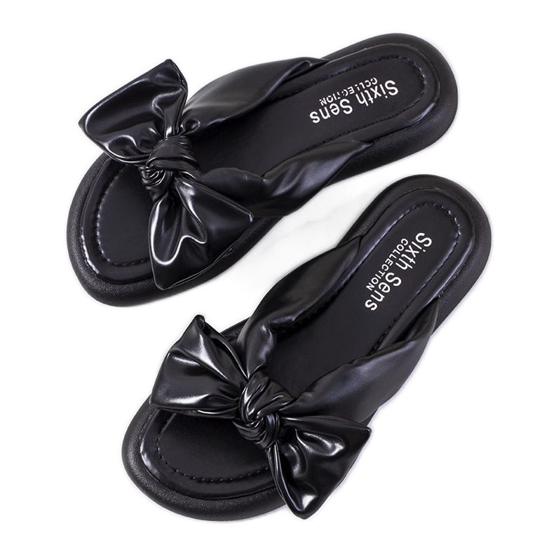 Crne papuče s Roio mašnom crno