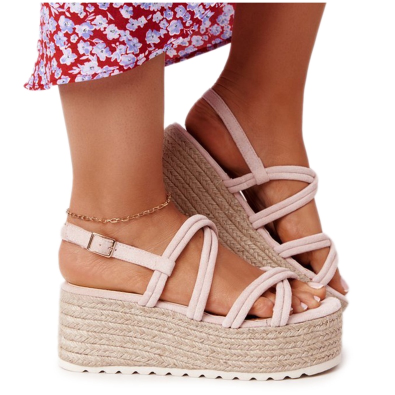 PS1 Bež sandale na platformu s pletenim bež ludo zaljubljenim