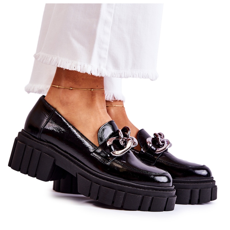 Ženske natikače Kožne natikače crne Laura Messi 2339 crno