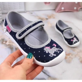 Crne Befado papuče za djevojčice na čičak s jednorogom crna