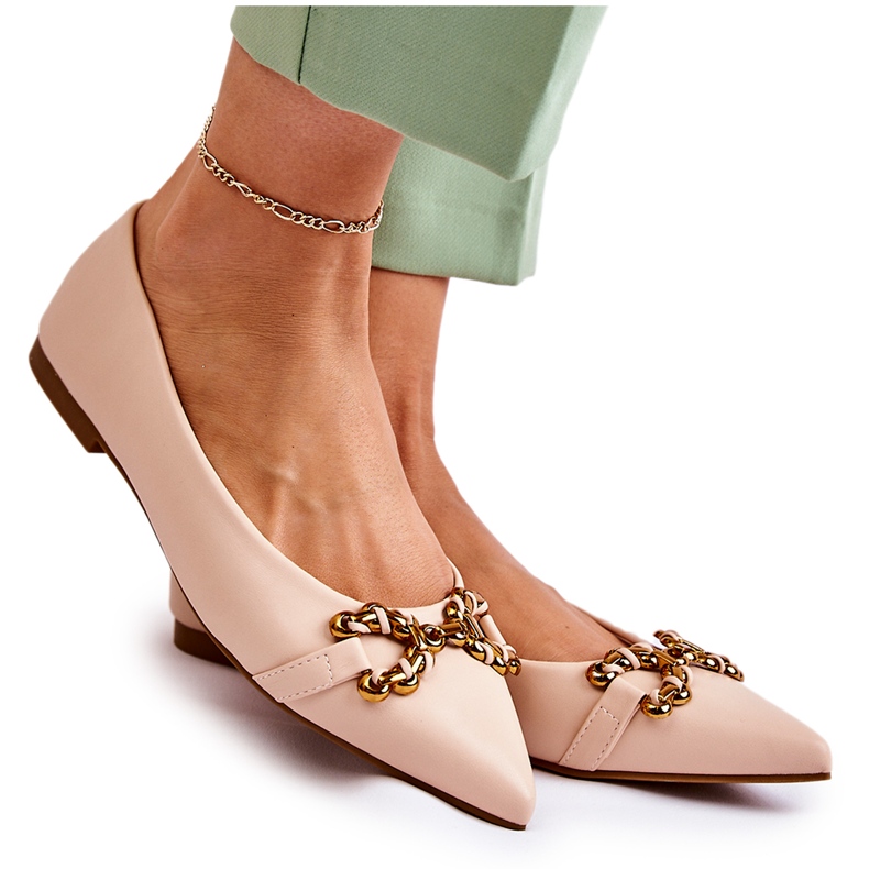 WS1 Ženske balerinke u špicu s bež Carlos ornamentom