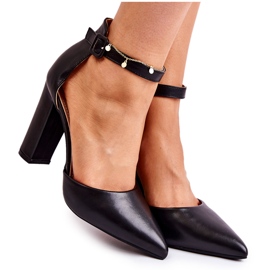 WS1 Kožne cipele na visoku petu crne Salira crna