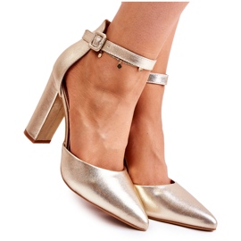 WS1 Kožne cipele na visokom zlatnom Salira stupu zlatni