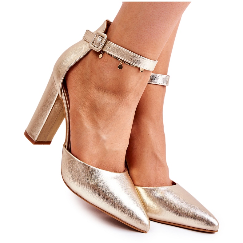 WS1 Kožne cipele na visokom zlatnom Salira stupu zlatna