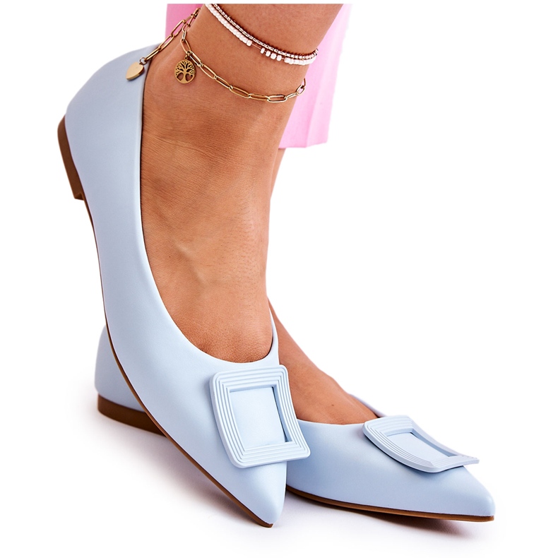 WS1 Kožne balerinke s plavim ornamentom Simone Spitz plava