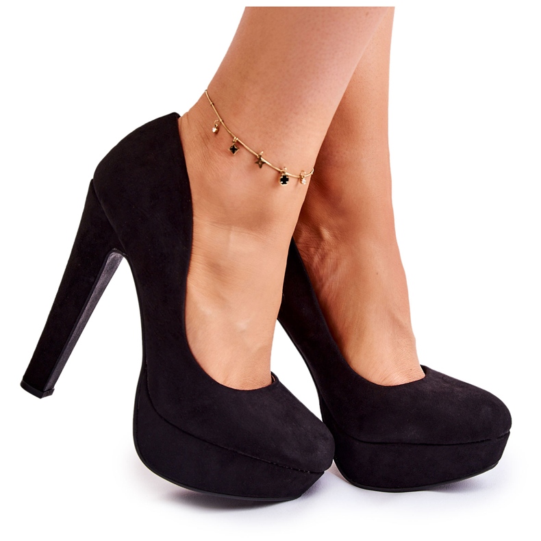 WS1 Cipele od brušene kože na visoke potpetice crne Santene crno