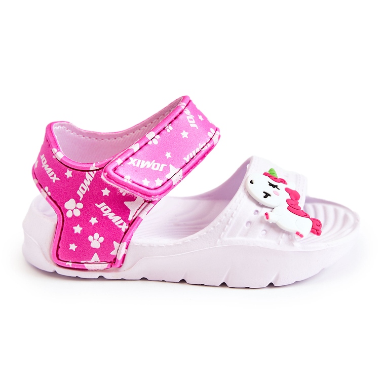 WJ1 Lagane dječje sandale s bijelim i ružičastim trusty ukrasima bijela ružičasta