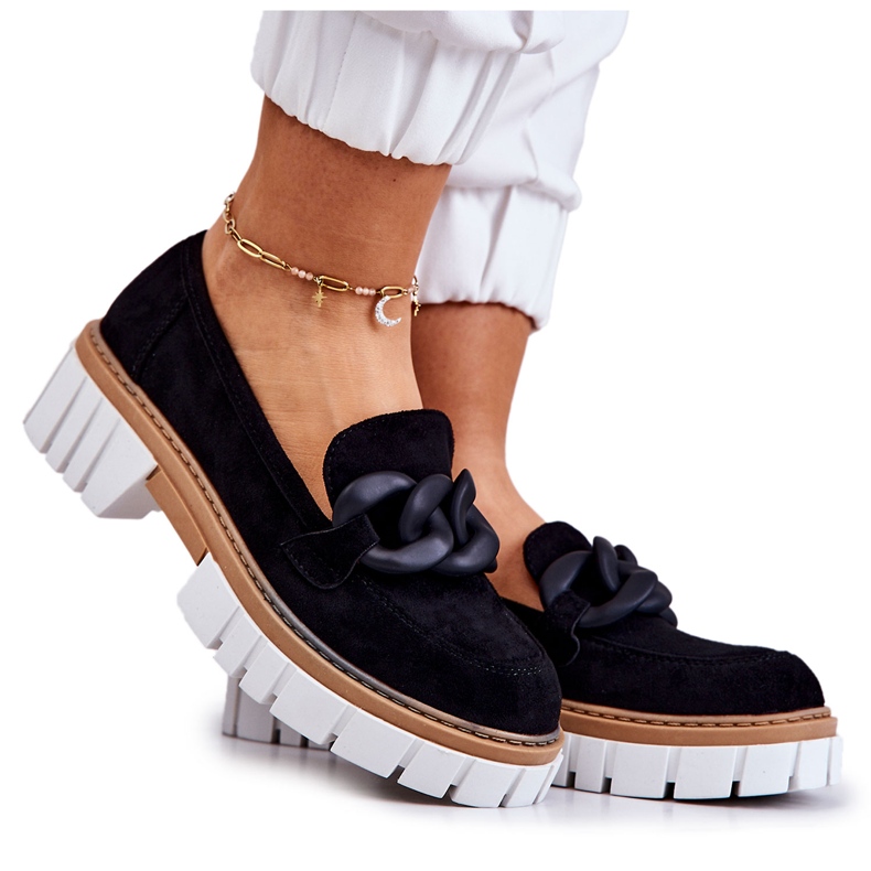 PS1 Suede mokasinke s crnim ukrasom Talisa crno