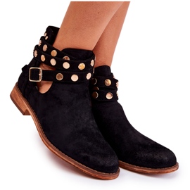 WS1 Ženske čizme s mlaznicama na ravnu petu Black Larino crna