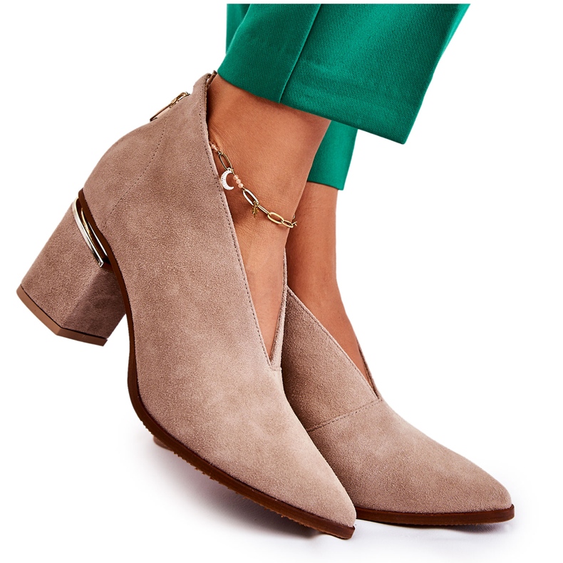 Kožne čizme na visoku petu Laura Messi svijetlo bež 2344