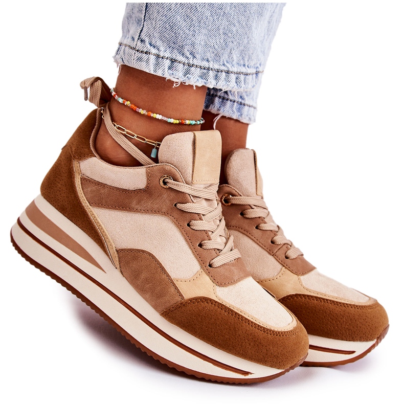 PS1 Ženske sportske cipele od brušene kože smeđe-bež Elisse smeđa