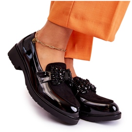 S.Barski Ženski brogovi lakirani s mašnom Black Laurent crna