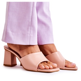 Kožne klasične gole ružičaste japanke na visoku petu ružičasta