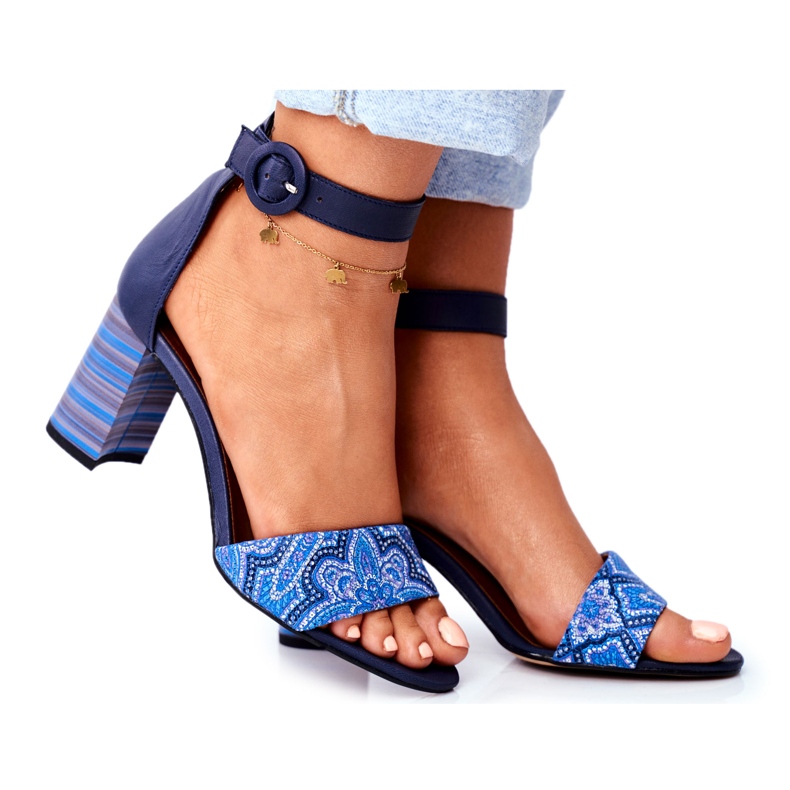 Ženske sandale Maciejka Kožna tamnoplava 04235-17 / 00-5 mornarsko plava