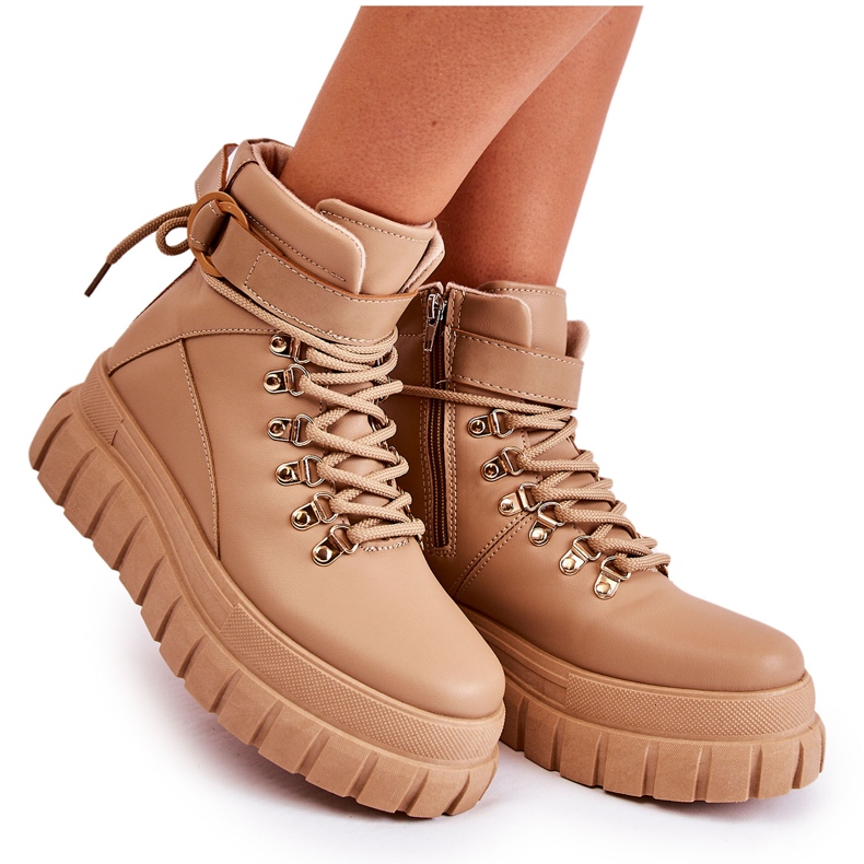 FB3 Modne ženske gležnjače bež La Blanca