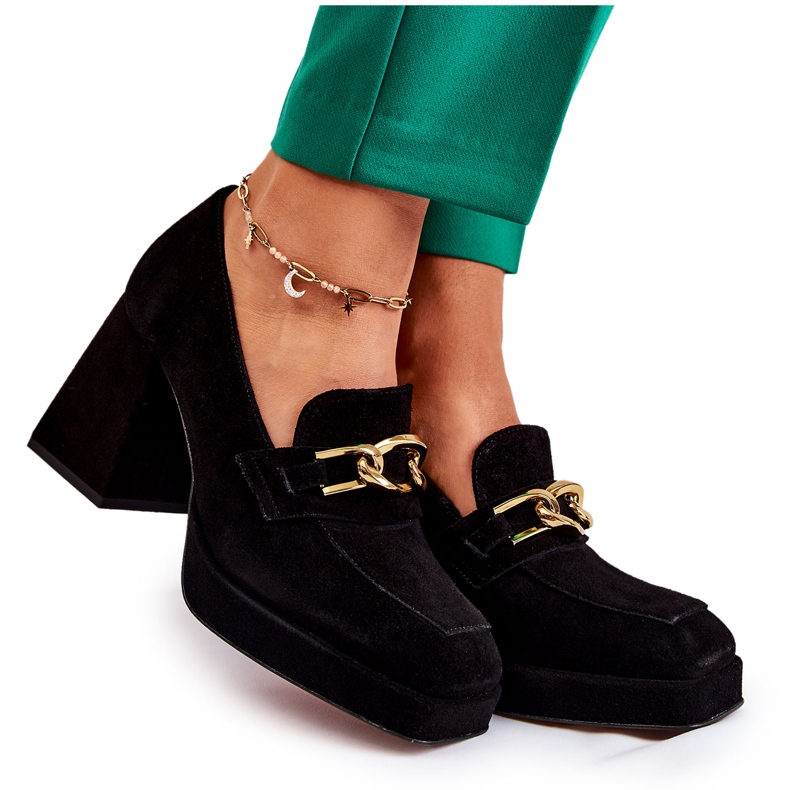 Antilop cipele s ukrasnim lancem Laura Messi 2444 crne crno