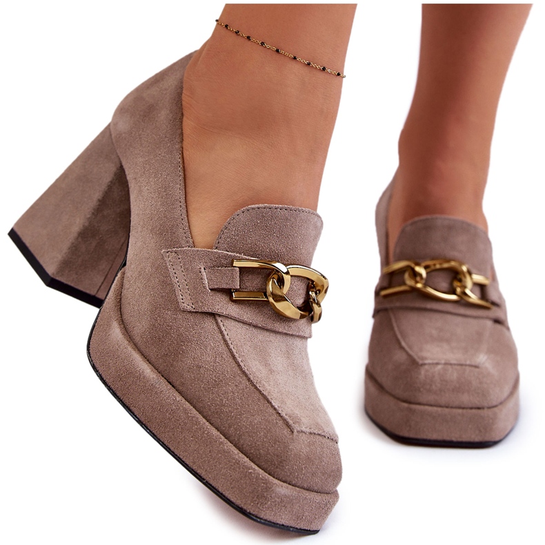 Antilop cipele s ukrasnim lancem Laura Messi 2444 Svijetlosmeđa bež