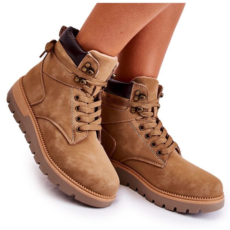 Kožne čizme na smeđoj Ressa platformi smeđa