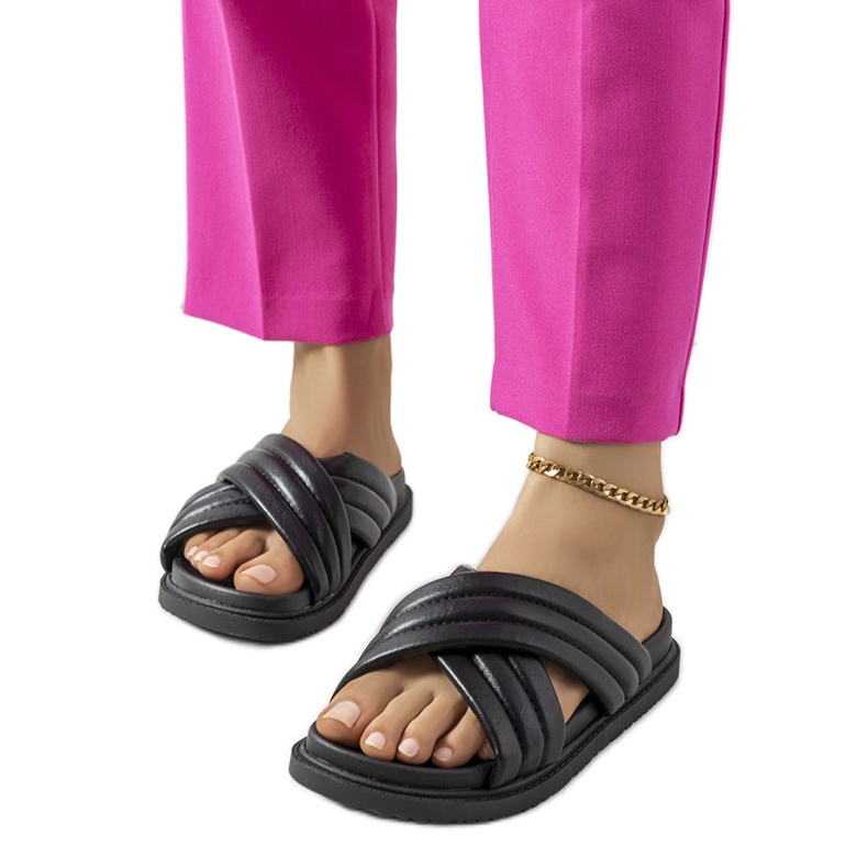 Crne papuče na platformi Daintree crno