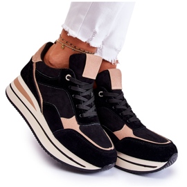 PS1 Ženske sportske cipele od antilop crne i bež boje Elisse crna