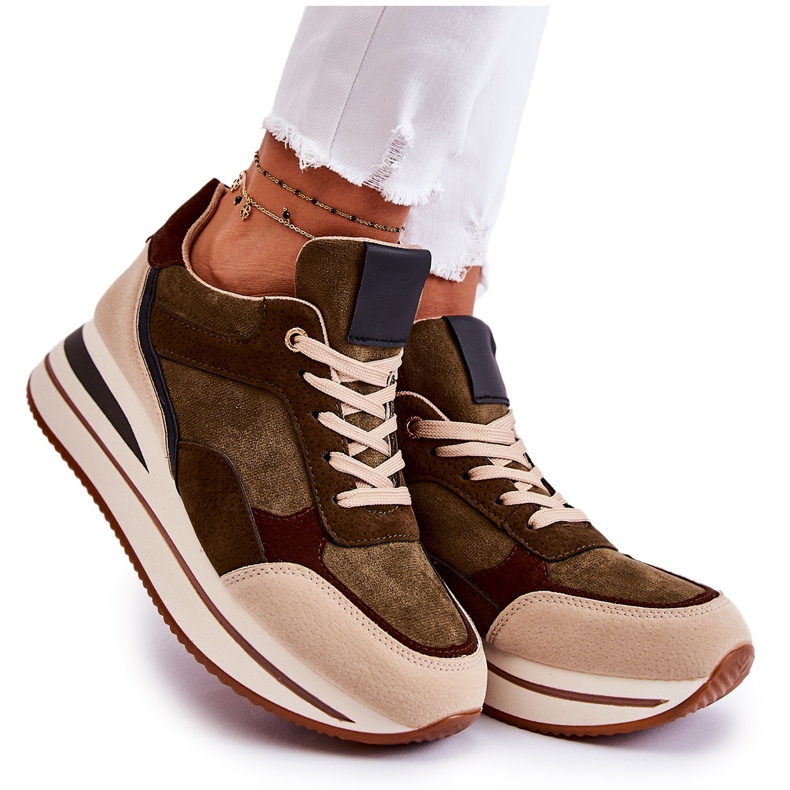 PS1 Ženske sportske cipele od brušene kože zeleno-bež Elisse zelena