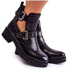 PG1 Ženske gležnjače s izrezima crne Santhana crna