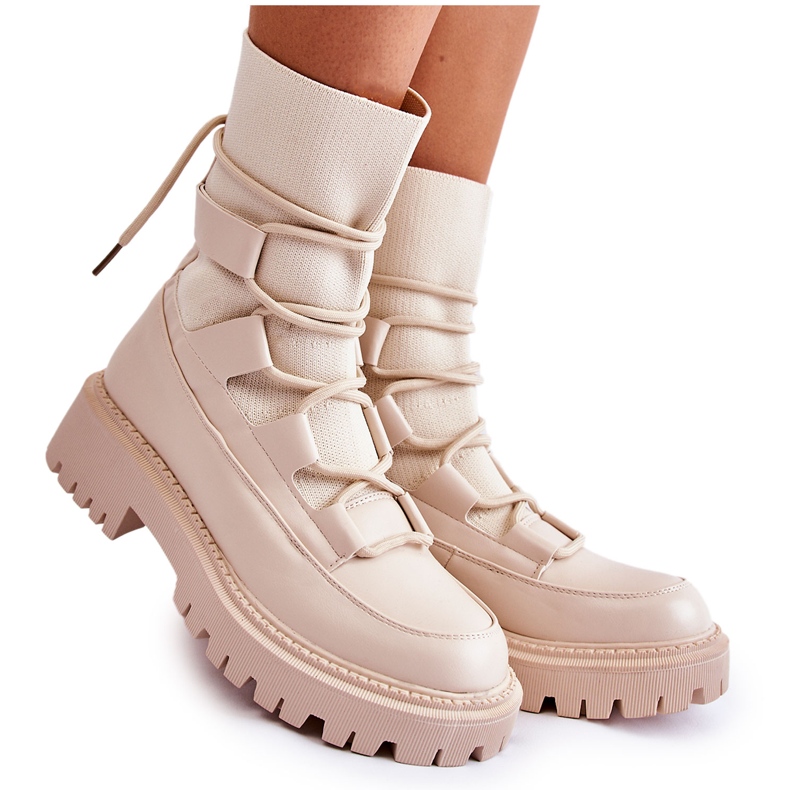 Ženske čizme Radničke s čarapom Bež Fallor