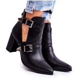 WJ2 Moderne čizme na stupu s izrezima crni suelo crna