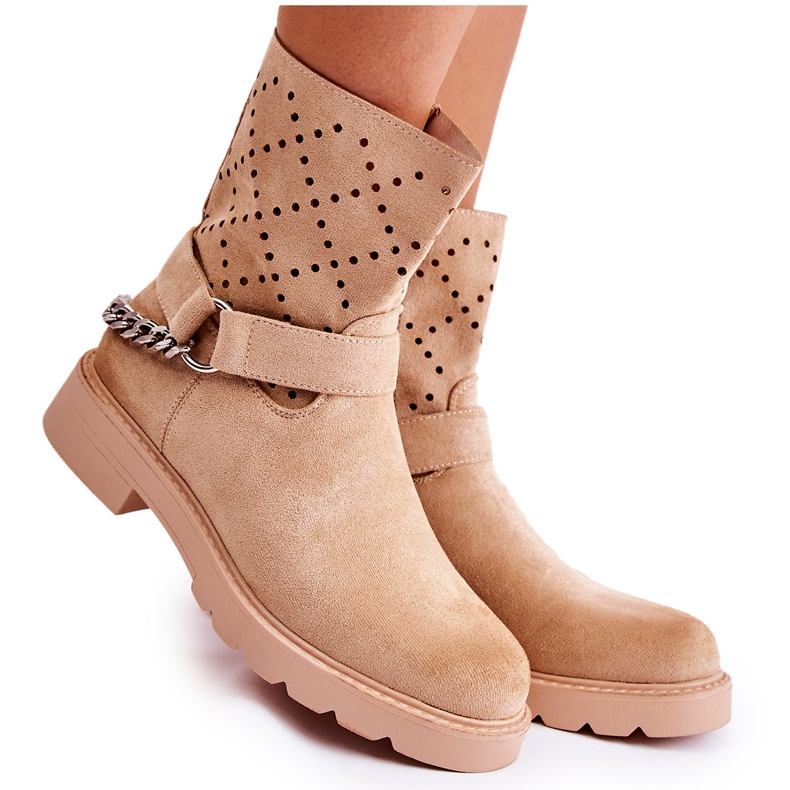 Ažur čizme s bež Chantelle lancem na patentni zatvarač