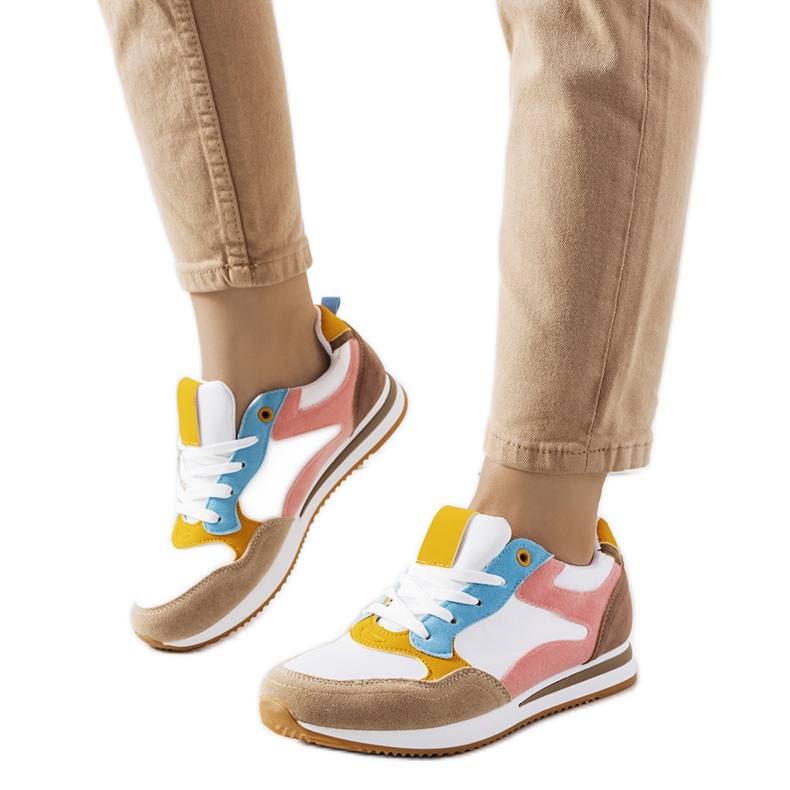 Kindler ženske bijele i smeđe tenisice bijela smeđa ružičasta