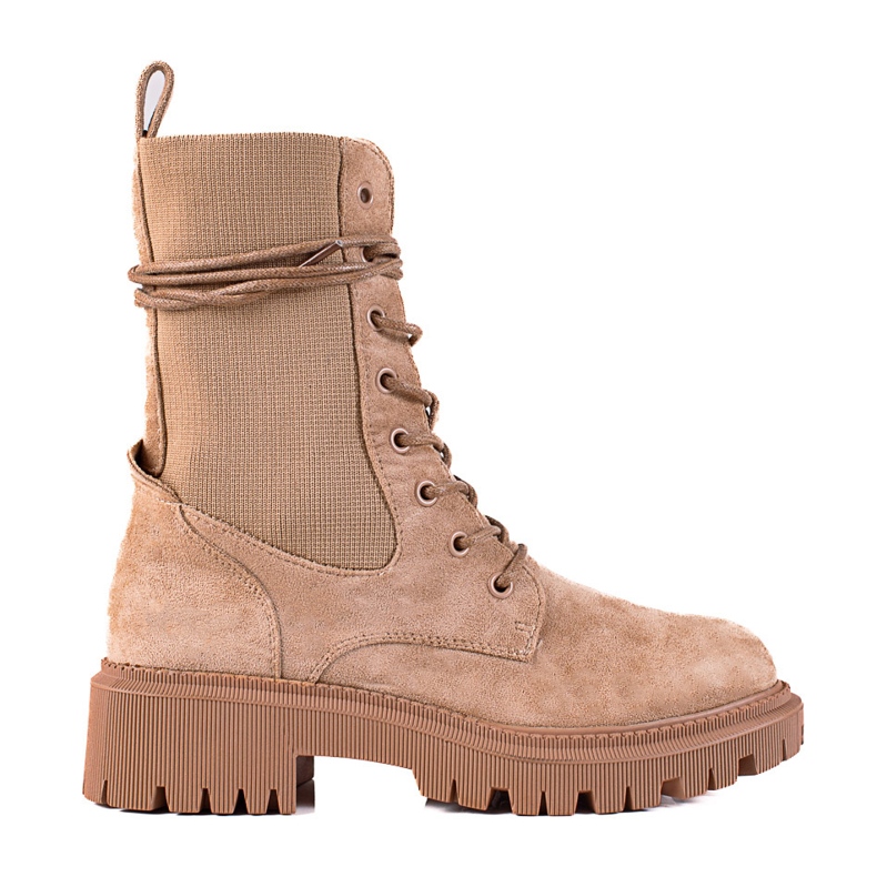 SHELOVET Radne na vezanje od antilopa bež boje smeđa