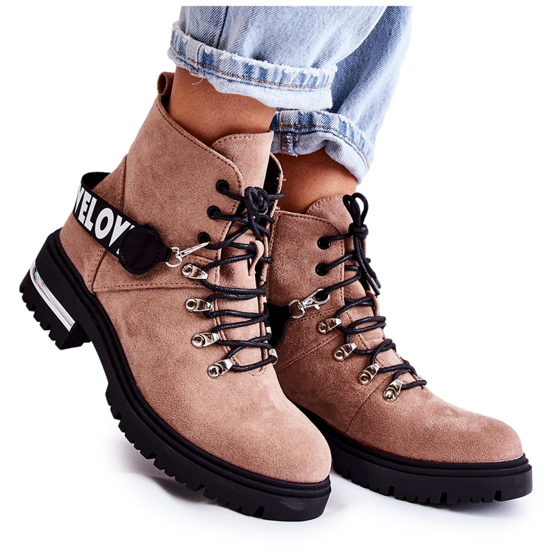 PS1 Tople čizme od brušene kože s remenom smeđe Aurelio bež