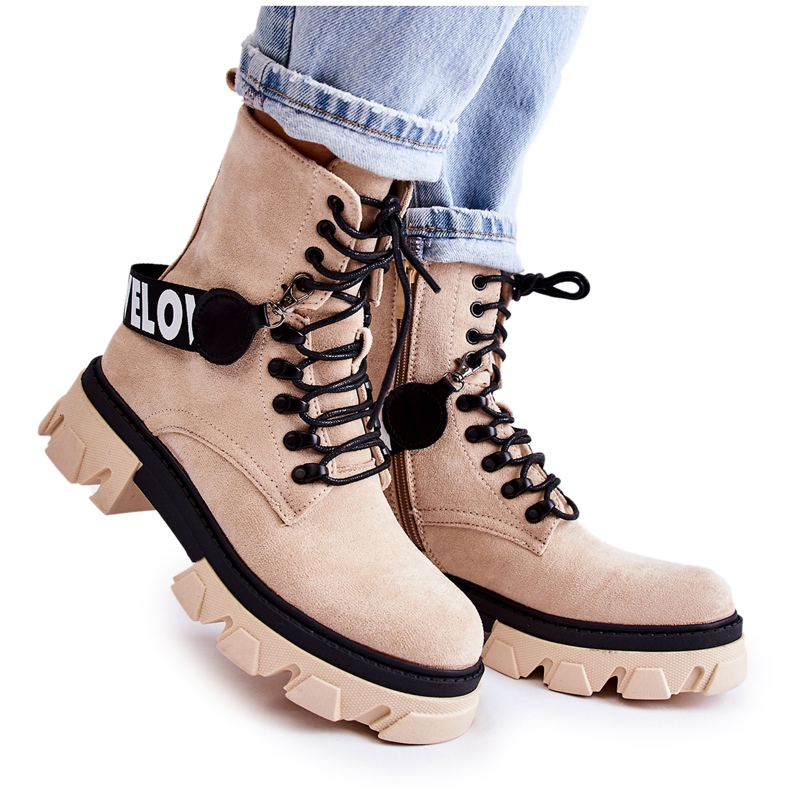 PS1 Visoke čizme od brušene kože s toplinom u bež boji smeđa