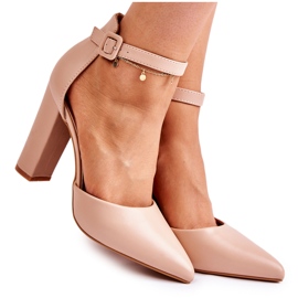 WS1 Bež Salira kožne cipele na visokom stupu