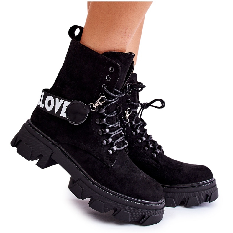 Visoke čizme od brušene kože s crnim grijanjem crno