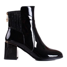 Ženske čizme Shelovet crne boje od lakirane eko kože crna