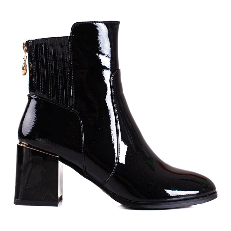 Ženske čizme Shelovet crne boje od lakirane eko kože crno