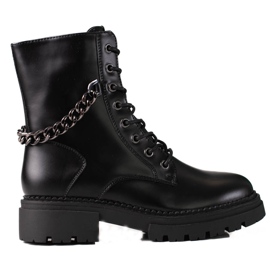 Ženske crne torbe sa Shelovet lancem na debeloj platformi crna