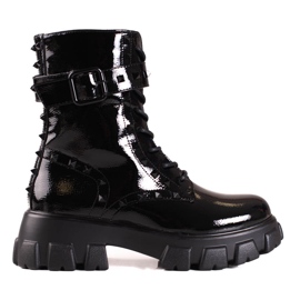 Lakirane Shelovet ženske crne torbe s nitnama crna