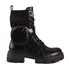 SHELOVET Black Shelvet ženske torbe s džepom na čičak crna