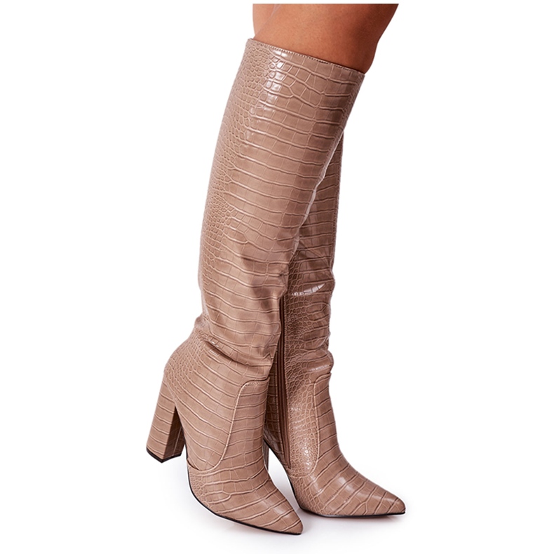 Modne tamno bež čizme Constancy na šipku